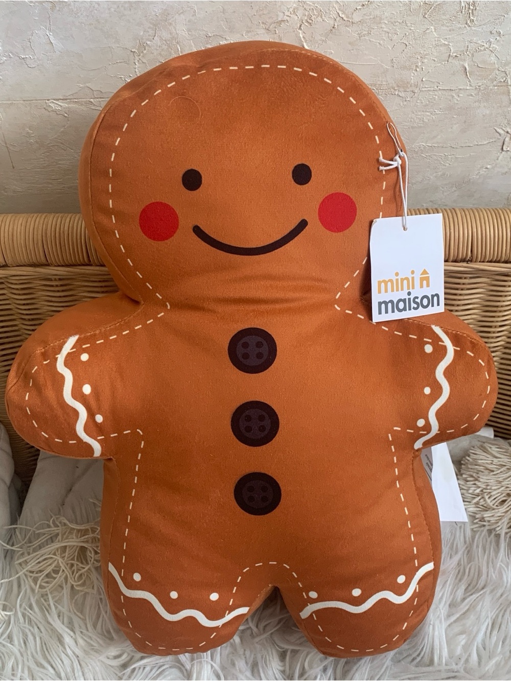Indigo Christmas Holiday Gingerbread Man Accent Pillow